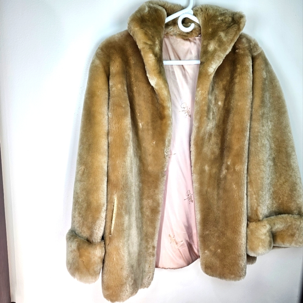 Vintage Mouton Jacket soft Tan with just enough shimmer to shine